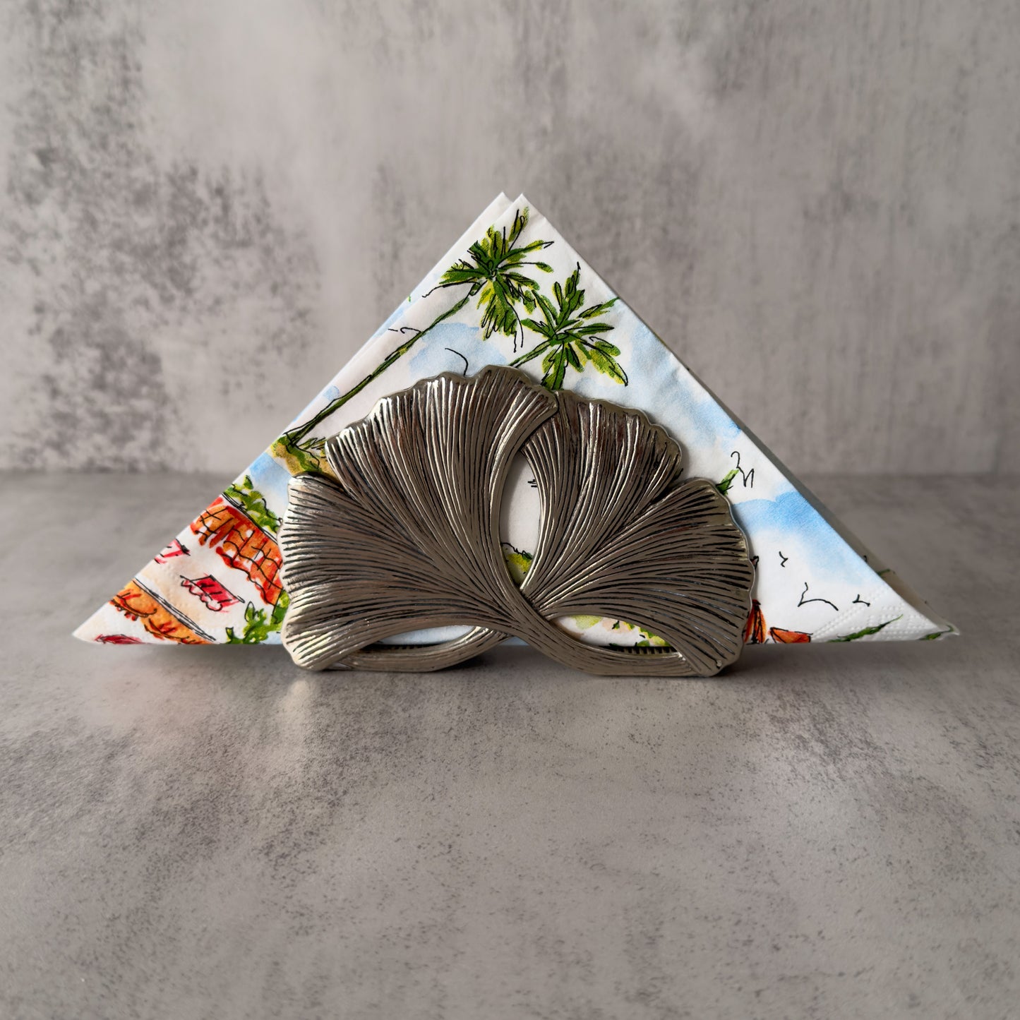Vintage Napkin/Letter Holder | Ginkgo Leaves