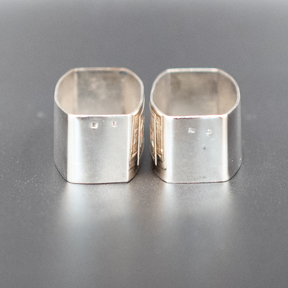 Elegant Vintage Art Deco Silverplated Napkin Rings | "Monsieur" & "Madame" | Set of 2