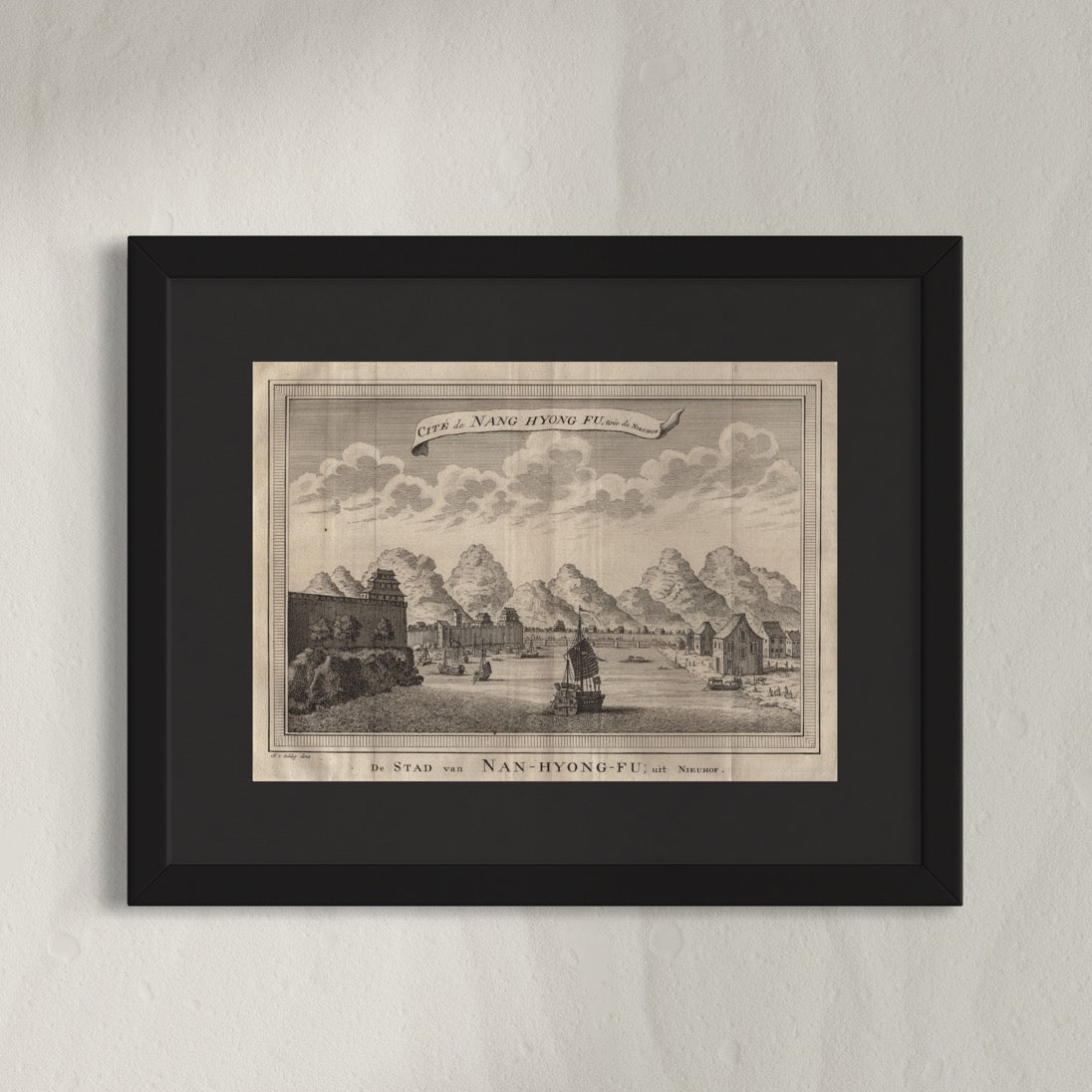 Antique 1740s Copperplate Engraving | Cité de Nang Hyong Fu | Jacob van der Schley after Johan Nieuhof