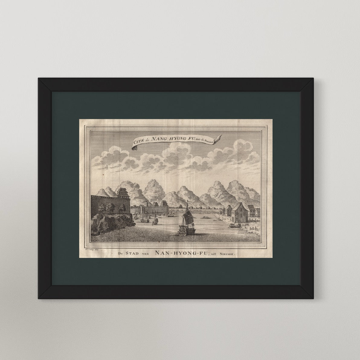 Antique 1740s Copperplate Engraving | Cité de Nang Hyong Fu | Jacob van der Schley after Johan Nieuhof