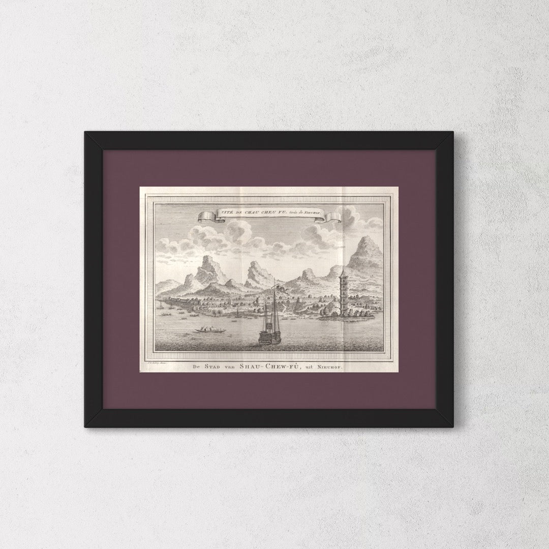 Antique 1740s Copperplate Engraving | Cité de Chau Cheu Fu | Jacob van der Schley after Johan Nieuhof