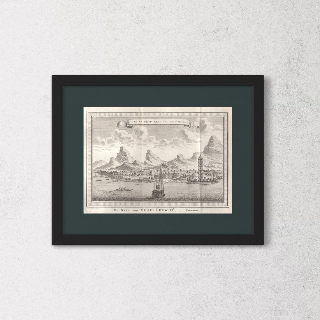 Antique 1740s Copperplate Engraving | Cité de Chau Cheu Fu | Jacob van der Schley after Johan Nieuhof
