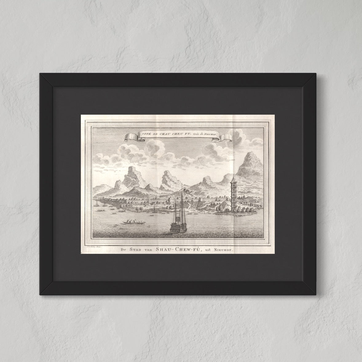 Antique 1740s Copperplate Engraving | Cité de Chau Cheu Fu | Jacob van der Schley after Johan Nieuhof