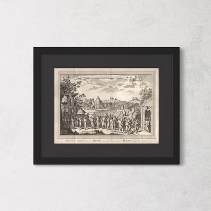 Antique 1740s Copperplate Engraving | Procession d'une nouvelle Mariée qui se rend chez son Mari | Jacob van der Schley after Johan Nieuhof
