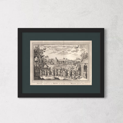 Antique 1740s Copperplate Engraving | Procession d'une nouvelle Mariée qui se rend chez son Mari | Jacob van der Schley after Johan Nieuhof