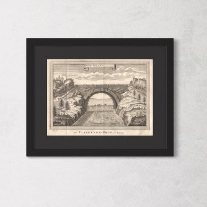 Antique 1740s Copperplate Engraving | Pont Volant | Jacob van der Schley after Johan Nieuhof