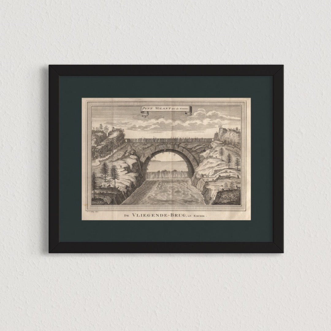 Antique 1740s Copperplate Engraving | Pont Volant | Jacob van der Schley after Johan Nieuhof