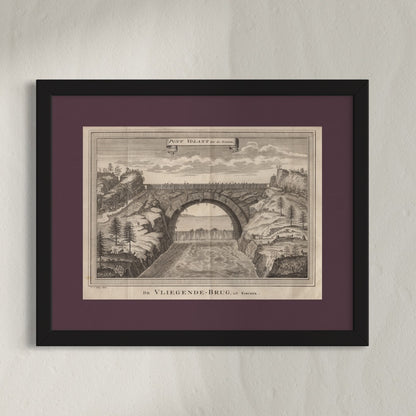 Antique 1740s Copperplate Engraving | Pont Volant | Jacob van der Schley after Johan Nieuhof