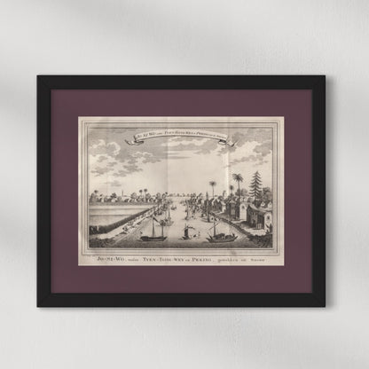 Antique 1740s Copperplate Engraving | Jo Si Wo entre Tyen-Tsing-Wey et Peking | Jacob van der Schley after Johan Nieuhof