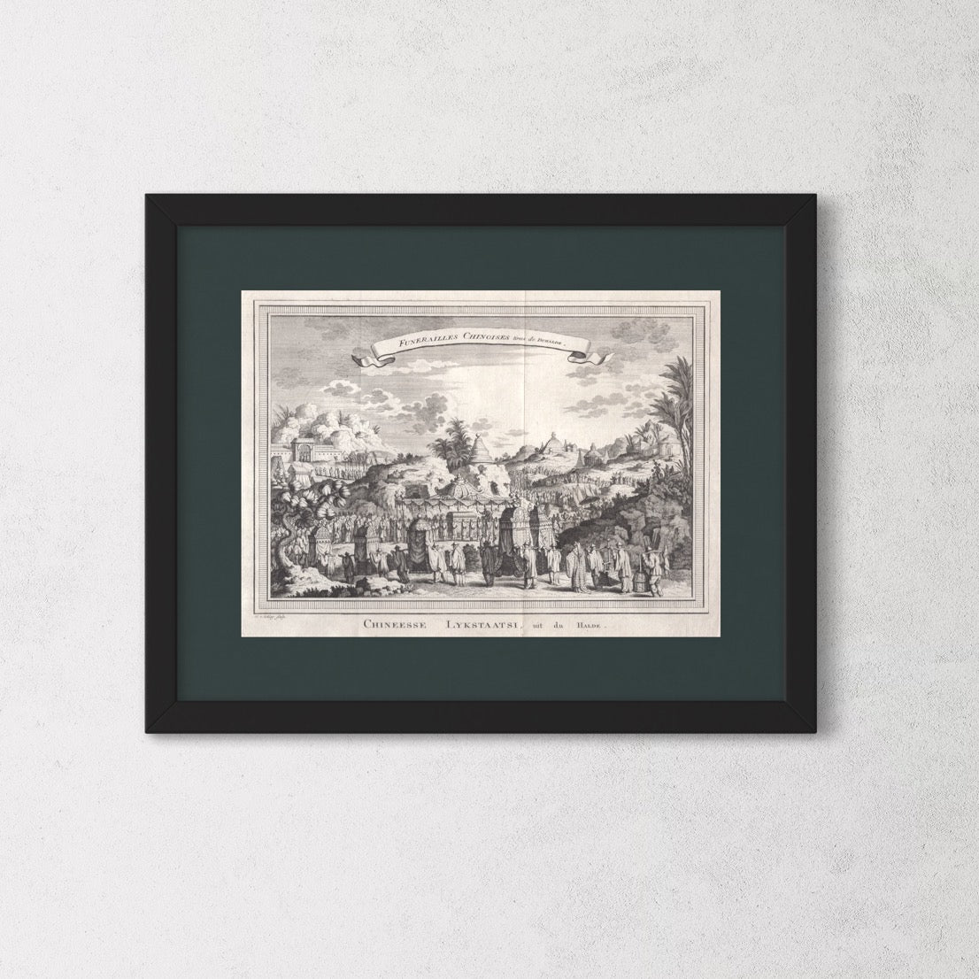 Antique 1740s Copperplate Engraving | Funerailles Chinoises | Jacob van der Schley after Johan Nieuhof