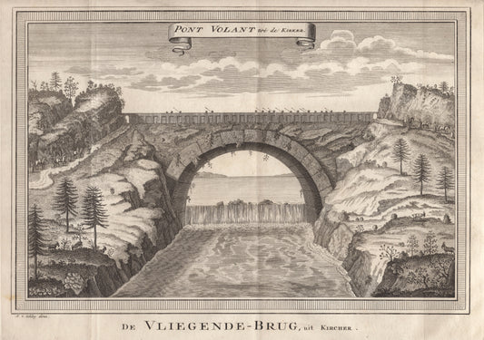 Antique 1740s Copperplate Engraving | Pont Volant | Jacob van der Schley after Johan Nieuhof