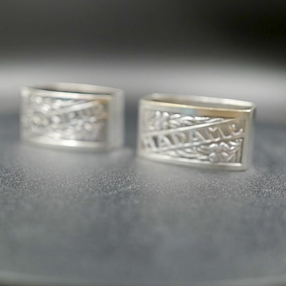 Elegant Vintage Art Deco Silverplated Napkin Rings | "Monsieur" & "Madame" | Set of 2