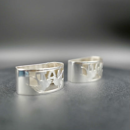 Vintage Mid-20th Century Art Deco Napkin Rings | "Toi" and "Moi" | Set of 2