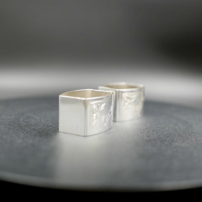 Exquisite Vintage Mid-20th Century Art Deco French Silver-Plated | "Monsieur" and "Madame" Napkin Rings | Set of 2